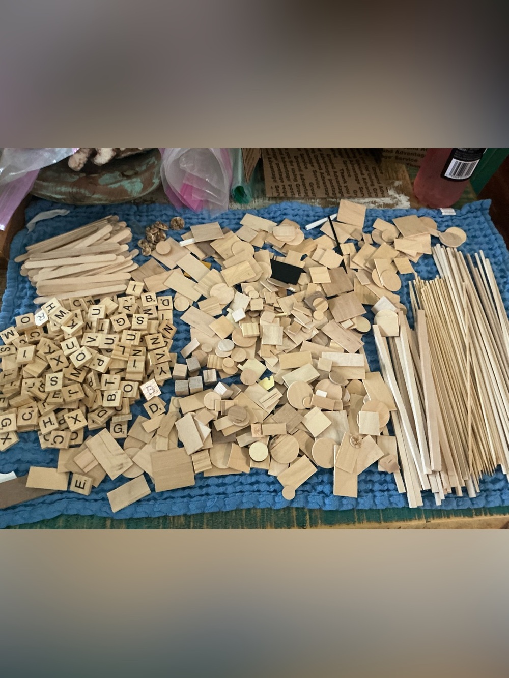 Assorted Wood Craft Pieces - Natural Tan & Light Brown